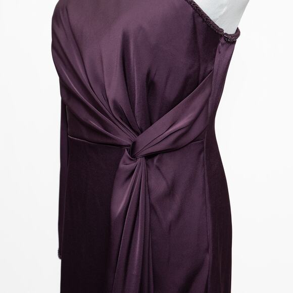 Aidan Mattox Rich Shiraz One-Shoulder Knotted Midi-Dress Size 6 - Picture 5 of 12